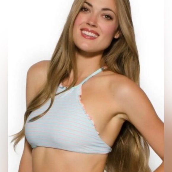 SeaFolly Vintage Wildflower Iceberg High Neck Reversible Bikini Top Sz 4… - Picture 3 of 16